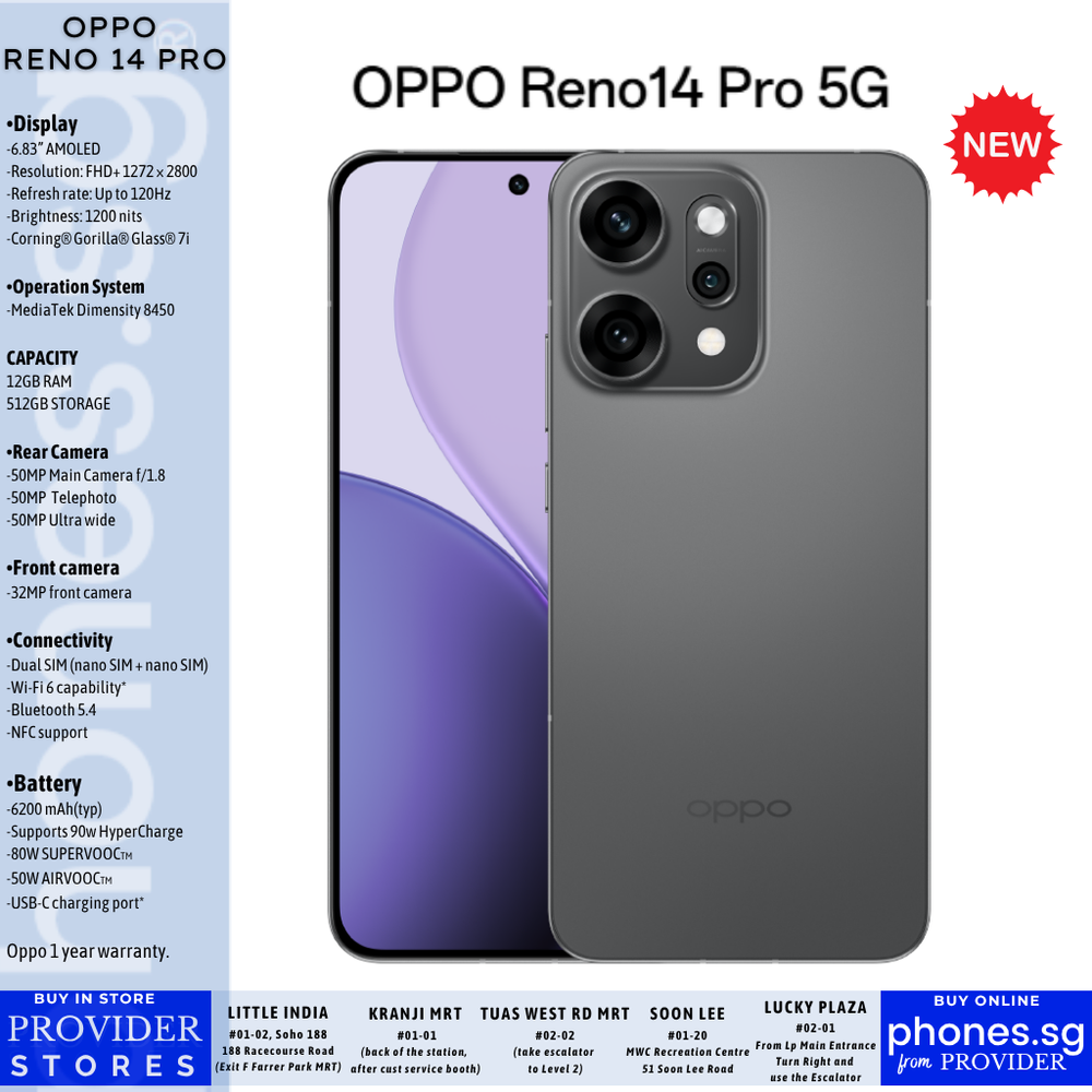 Oppo Reno 14 Pro 5G (12GB + 12GB Extended RAM/ 512GB Storage